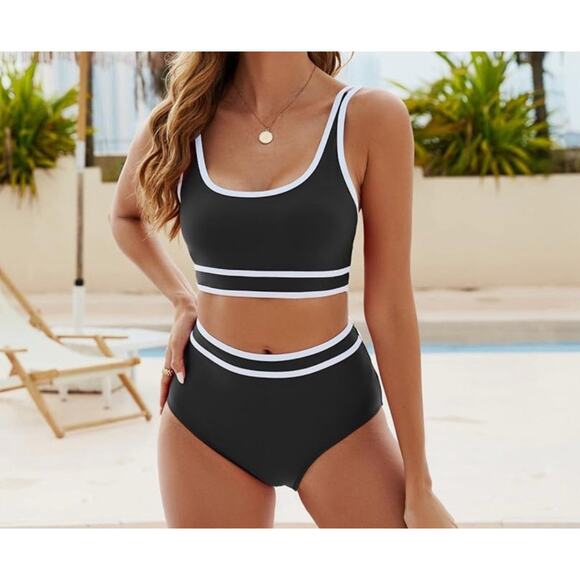 Blooming Jelly Womens High Waist Bikini Sets Sporty Color Block 2pc Swimsuit M.. - Picture 11 of 12